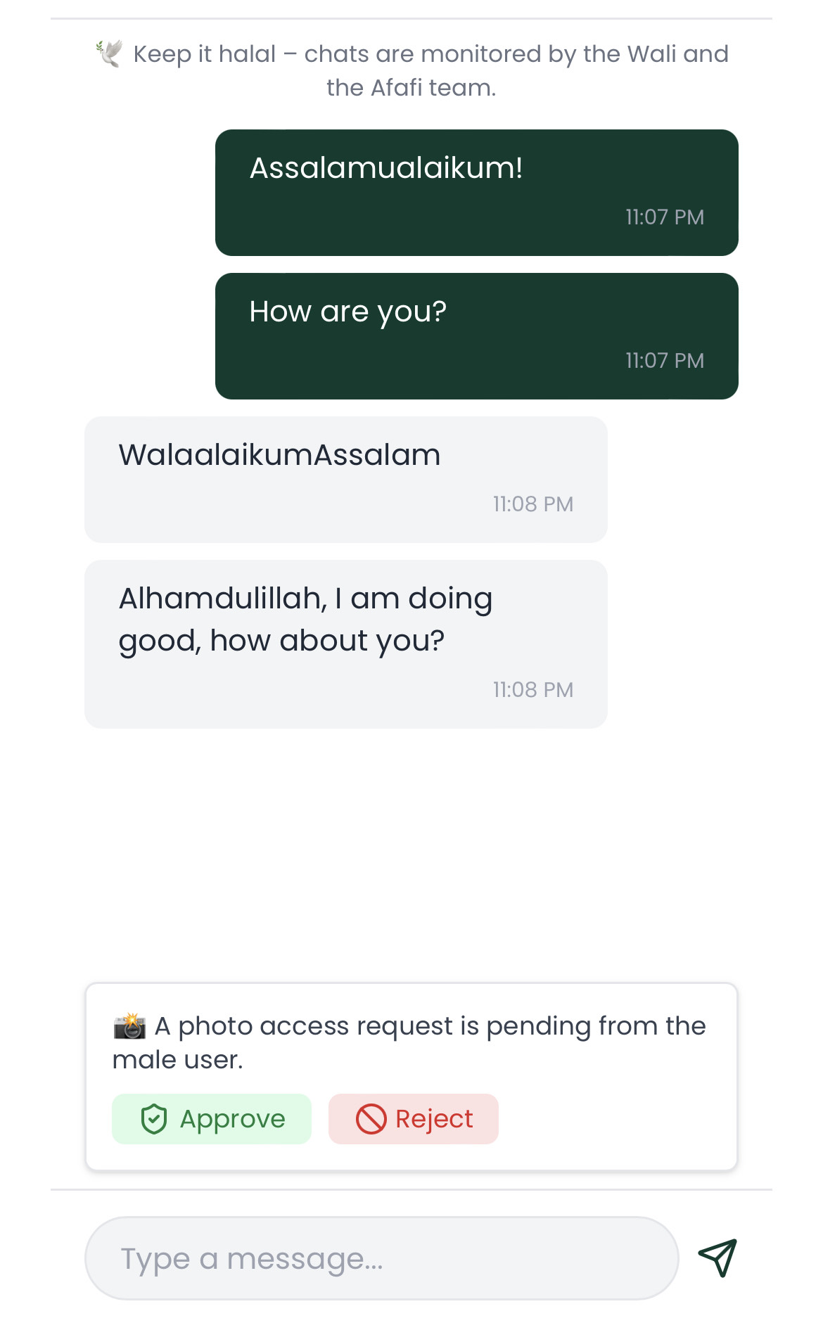 Blurred photo access request on Afafi