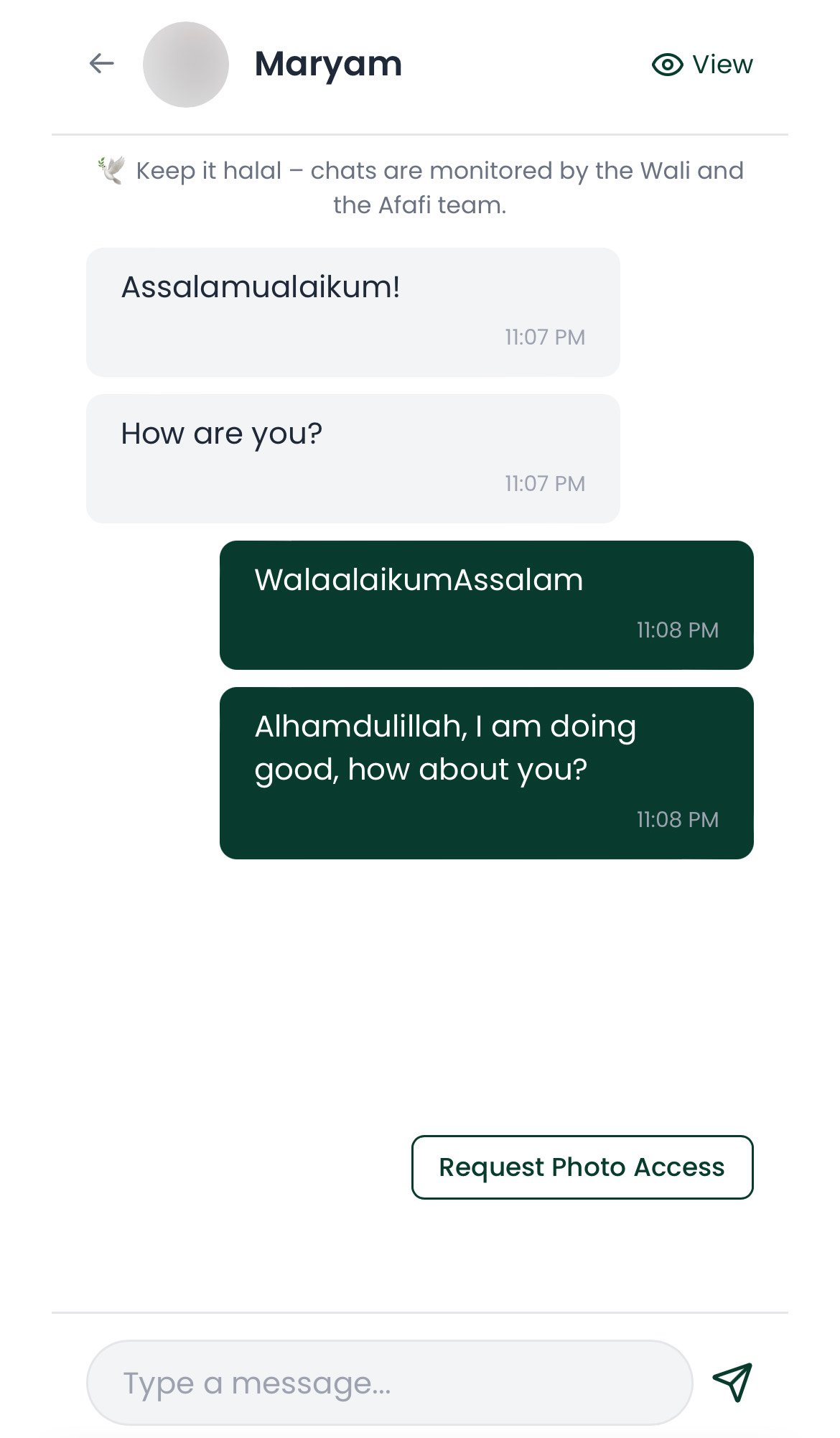 Afafi Chat Interface